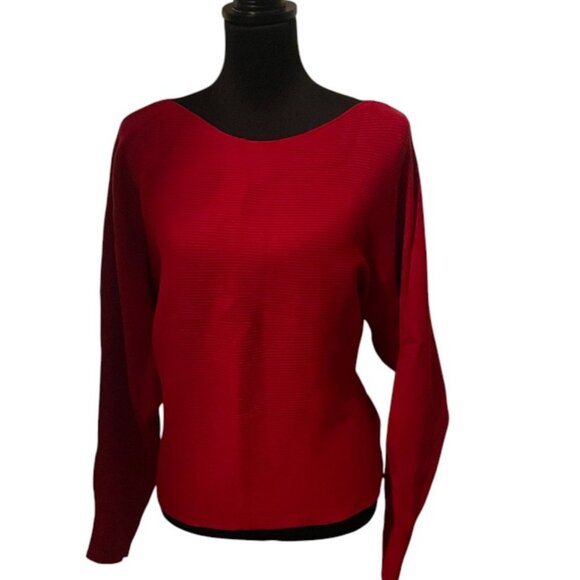 DRESSY RED RIBBED SWEATER - Picture 1 of 2